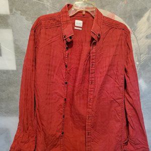 Mens Red JB Holt The Jefferson Size Large Button Up Long Sleeve Casual Shirt